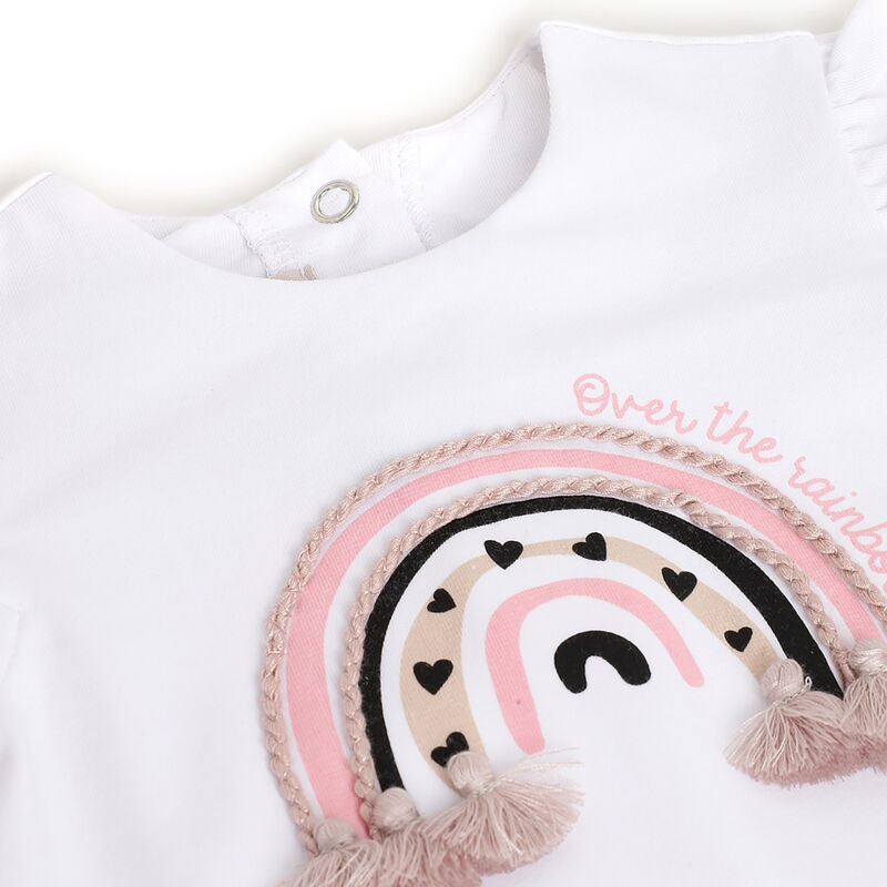 Girls White Embellished Short Sleeve T-Shirt image number 2